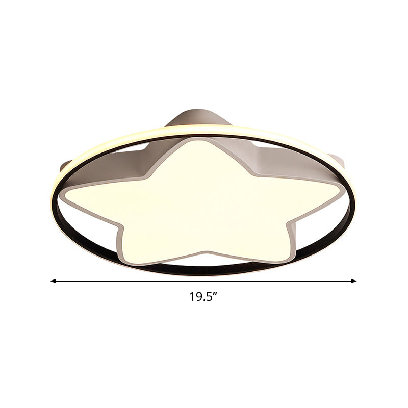 Contemporary Metal Five-Pointed Star Ceiling Light in Black & White - 19.5"/23.5" Wide LED Flush Mount Lamp with Warm/White/3 Color Light Options