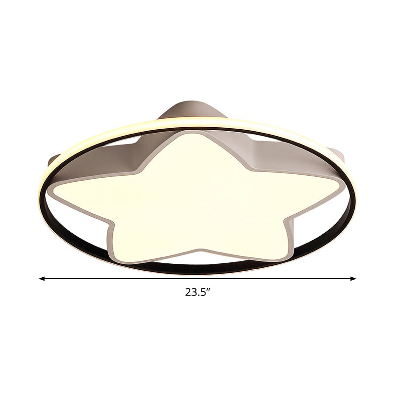 Contemporary Metal Five-Pointed Star Ceiling Light in Black & White - 19.5"/23.5" Wide LED Flush Mount Lamp with Warm/White/3 Color Light Options