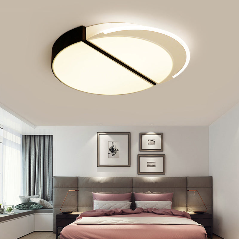 Plafonnier LED moderne en métal à encastrer en noir et blanc, 16"/19,5" de large