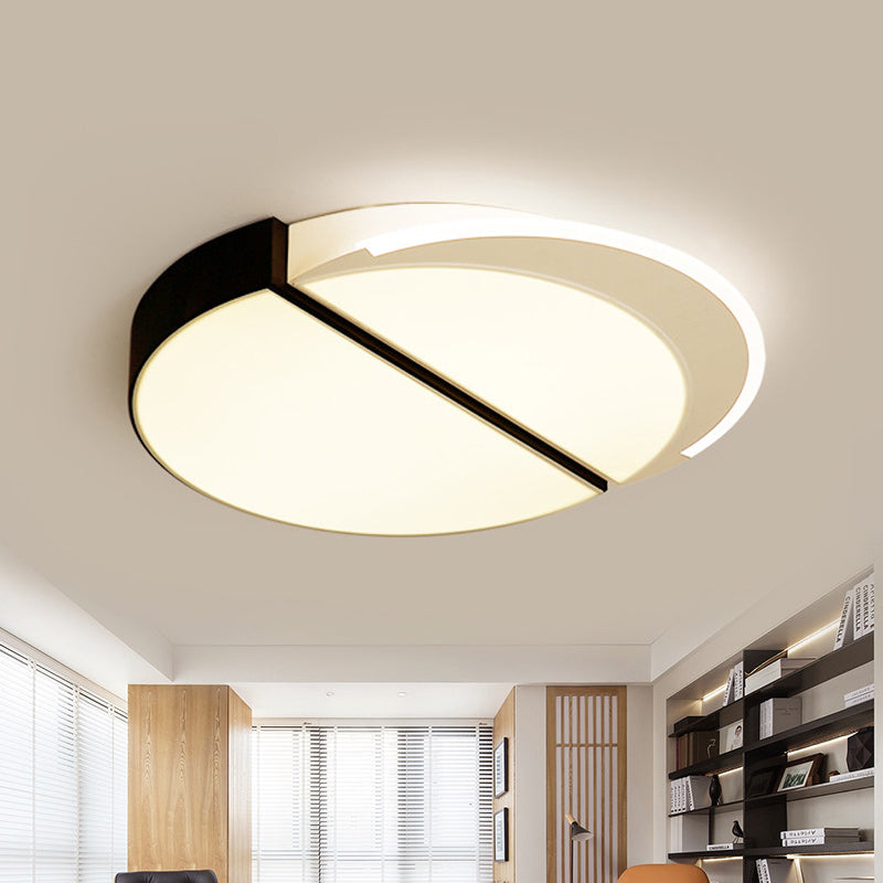 Plafonnier LED moderne en métal à encastrer en noir et blanc, 16"/19,5" de large