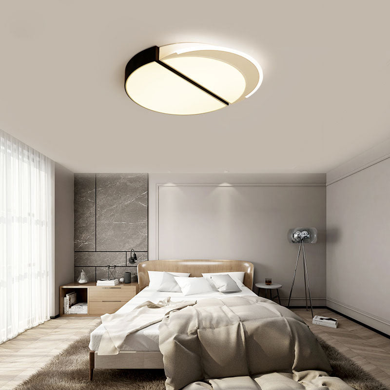 Plafonnier LED moderne en métal à encastrer en noir et blanc, 16"/19,5" de large