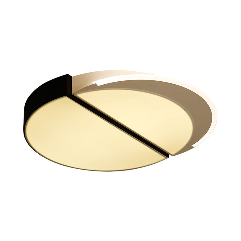 Plafonnier LED moderne en métal à encastrer en noir et blanc, 16"/19,5" de large