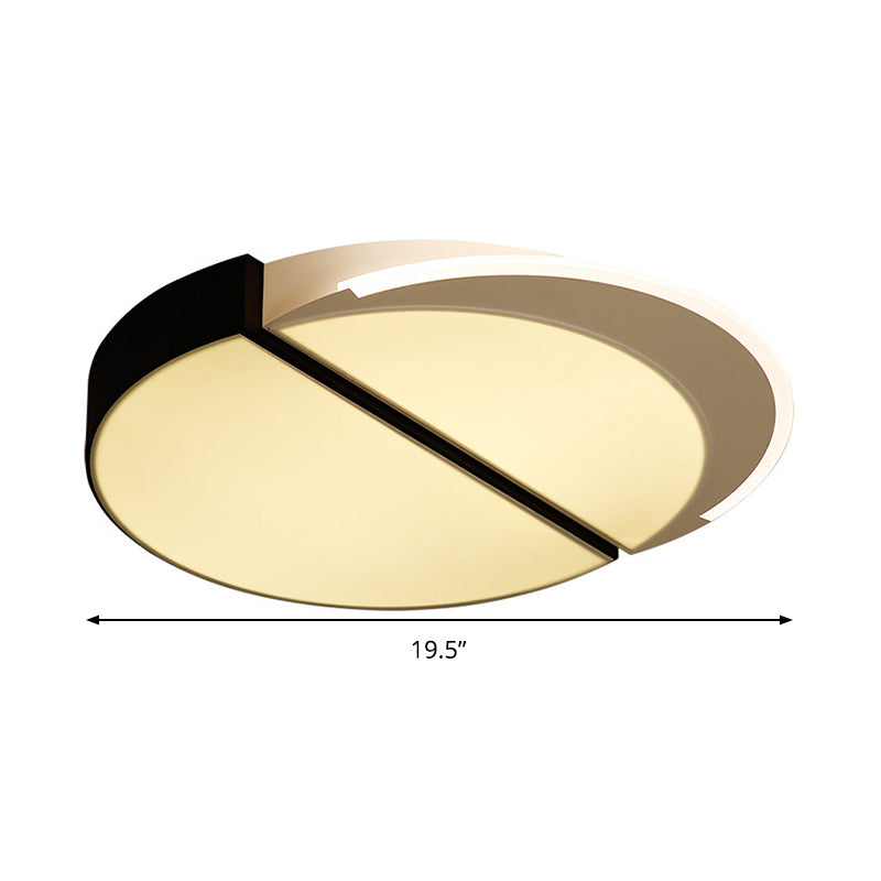 Plafonnier LED moderne en métal à encastrer en noir et blanc, 16"/19,5" de large
