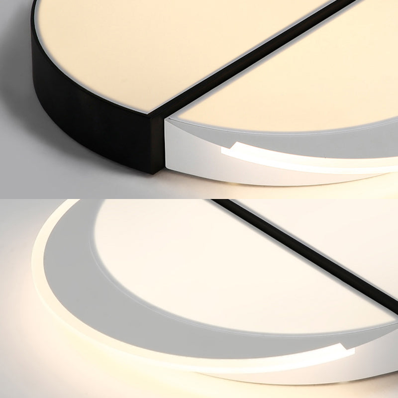 Plafonnier LED moderne en métal à encastrer en noir et blanc, 16"/19,5" de large