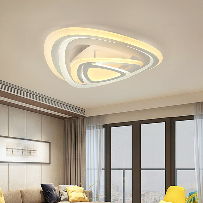 Modern White Triangle Acrylic LED Ceiling Light Fixture with Warm/White Lighting
