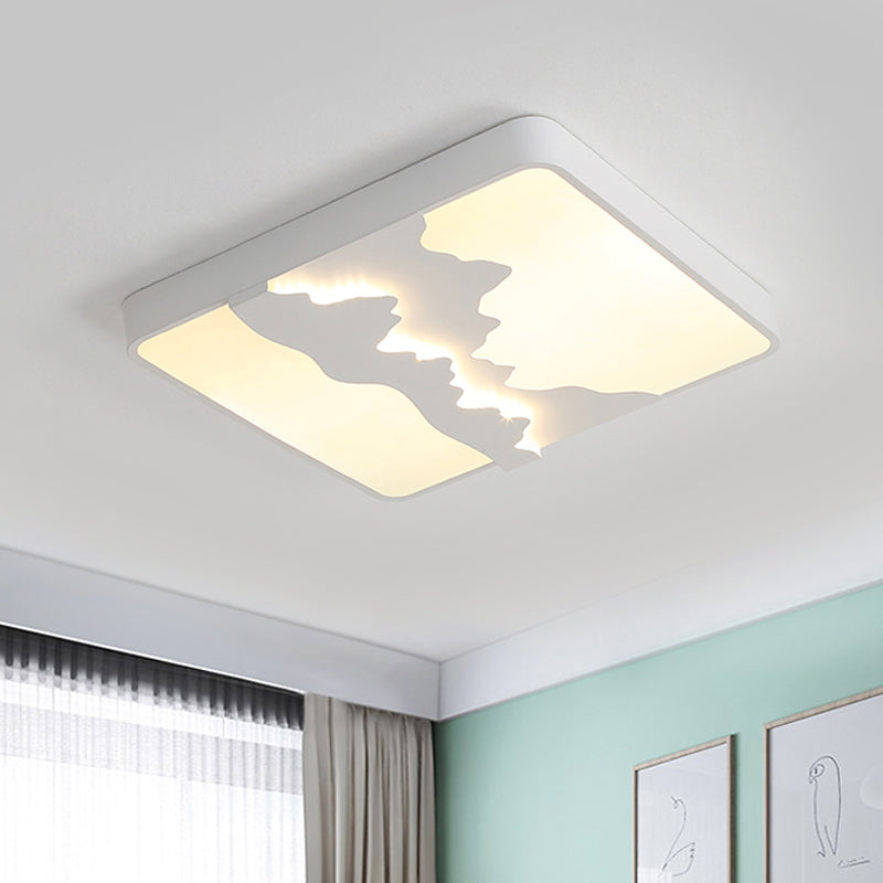 Modern Gray/White Metal LED Flush Mount Ceiling Lamp - 16"/19.5" Wide, Warm/White Light