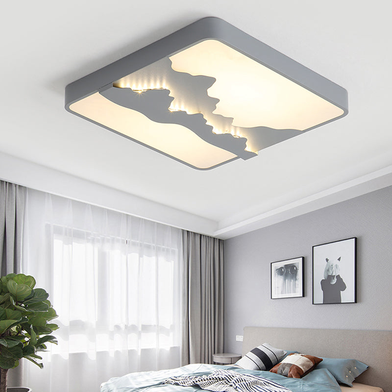Modern Gray/White Metal LED Flush Mount Ceiling Lamp - 16"/19.5" Wide, Warm/White Light