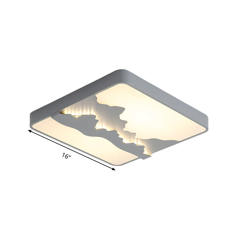 Modern Gray/White Metal LED Flush Mount Ceiling Lamp - 16"/19.5" Wide, Warm/White Light