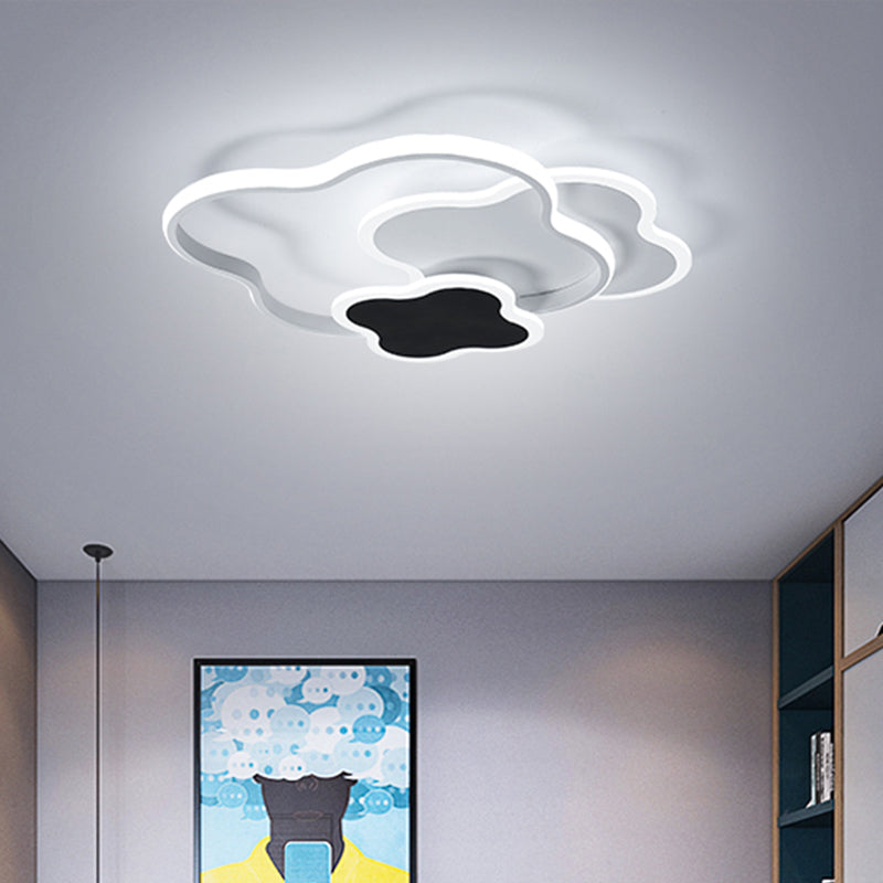Sleek Geometric Acrylic Ceiling Light - Black & White, LED Flush Mount in Warm/White Light, 18"/21.5" Wide