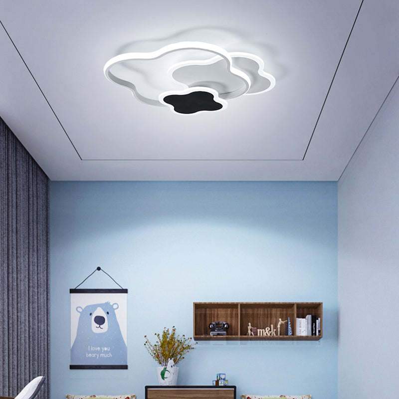 Sleek Geometric Acrylic Ceiling Light - Black & White, LED Flush Mount in Warm/White Light, 18"/21.5" Wide