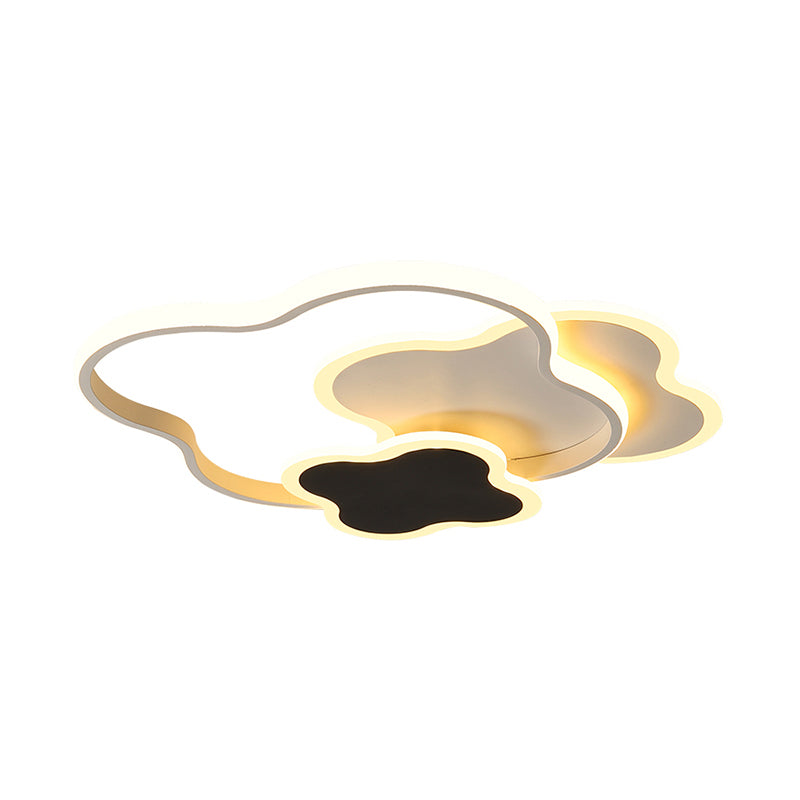 Sleek Geometric Acrylic Ceiling Light - Black & White, LED Flush Mount in Warm/White Light, 18"/21.5" Wide