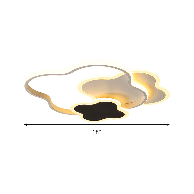 Sleek Geometric Acrylic Ceiling Light - Black & White, LED Flush Mount in Warm/White Light, 18"/21.5" Wide