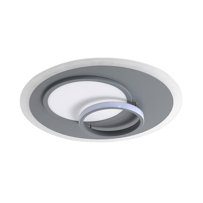 Contemporary Acrylic Round Flush Mount Lamp - Gray 16"/19.5" Wide LED Ceiling Fixture with Warm/White Light