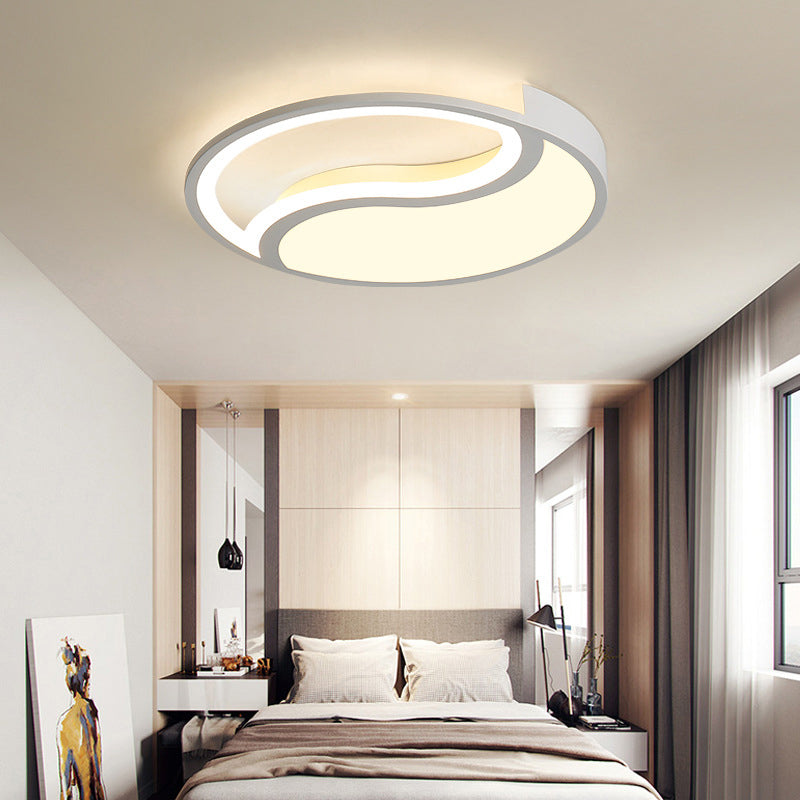 Minimalist Circle LED Ceiling Light - White Acrylic, Warm/White/3 Light Color Options, 16"/19.5" Wide