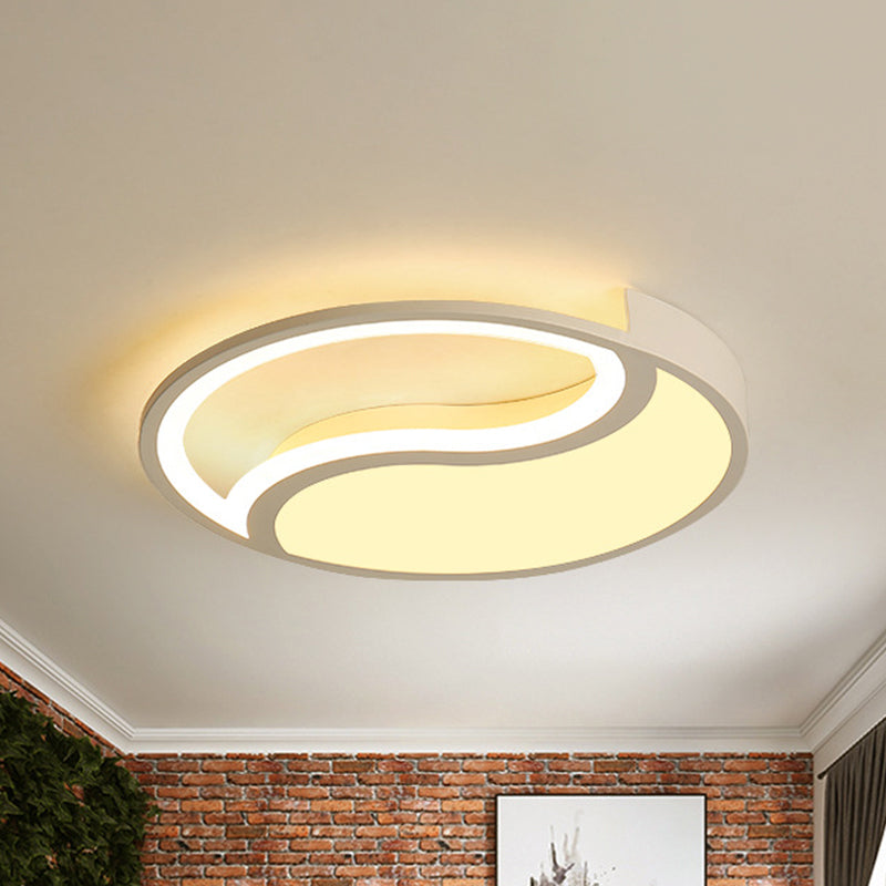 Minimalist Circle LED Ceiling Light - White Acrylic, Warm/White/3 Light Color Options, 16"/19.5" Wide