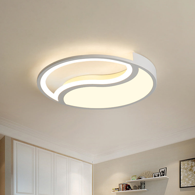 Minimalist Circle LED Ceiling Light - White Acrylic, Warm/White/3 Light Color Options, 16"/19.5" Wide
