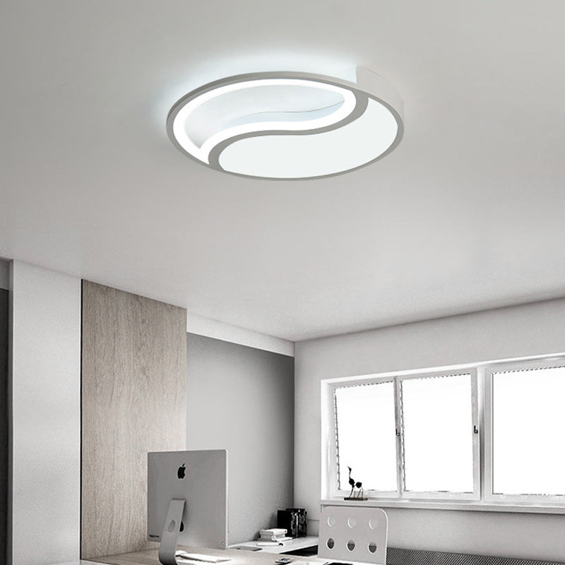 Minimalist Circle LED Ceiling Light - White Acrylic, Warm/White/3 Light Color Options, 16"/19.5" Wide