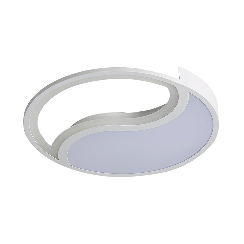 Minimalist Circle LED Ceiling Light - White Acrylic, Warm/White/3 Light Color Options, 16"/19.5" Wide