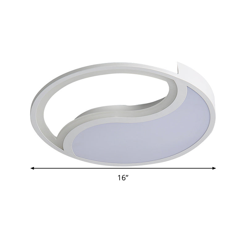 Minimalist Circle LED Ceiling Light - White Acrylic, Warm/White/3 Light Color Options, 16"/19.5" Wide