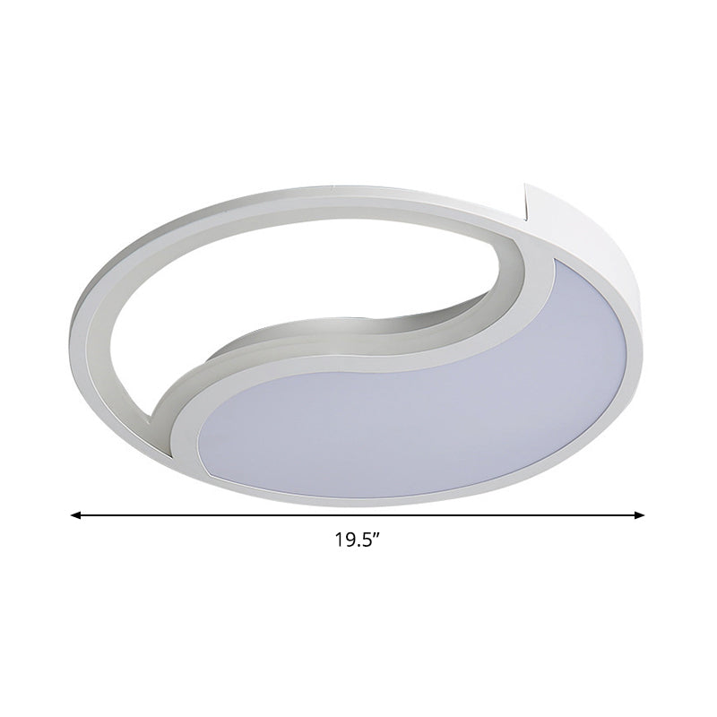 Minimalist Circle LED Ceiling Light - White Acrylic, Warm/White/3 Light Color Options, 16"/19.5" Wide