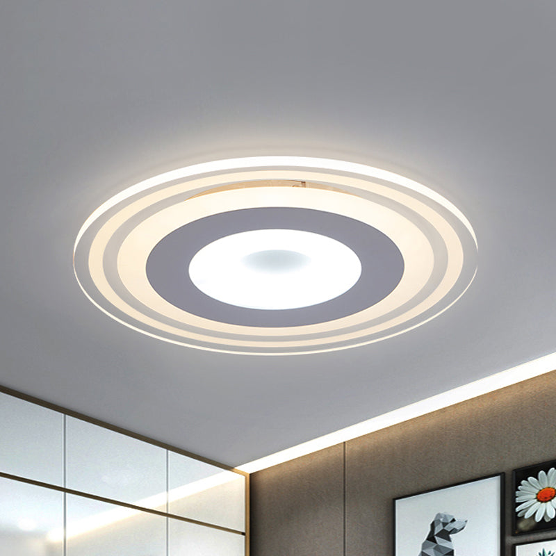 Simple Style LED Flush Mount Fixture in White with Acrylic Shade, Circle Design, 3 Color Light Options, 16.5"/19.5"/23.5" Wide