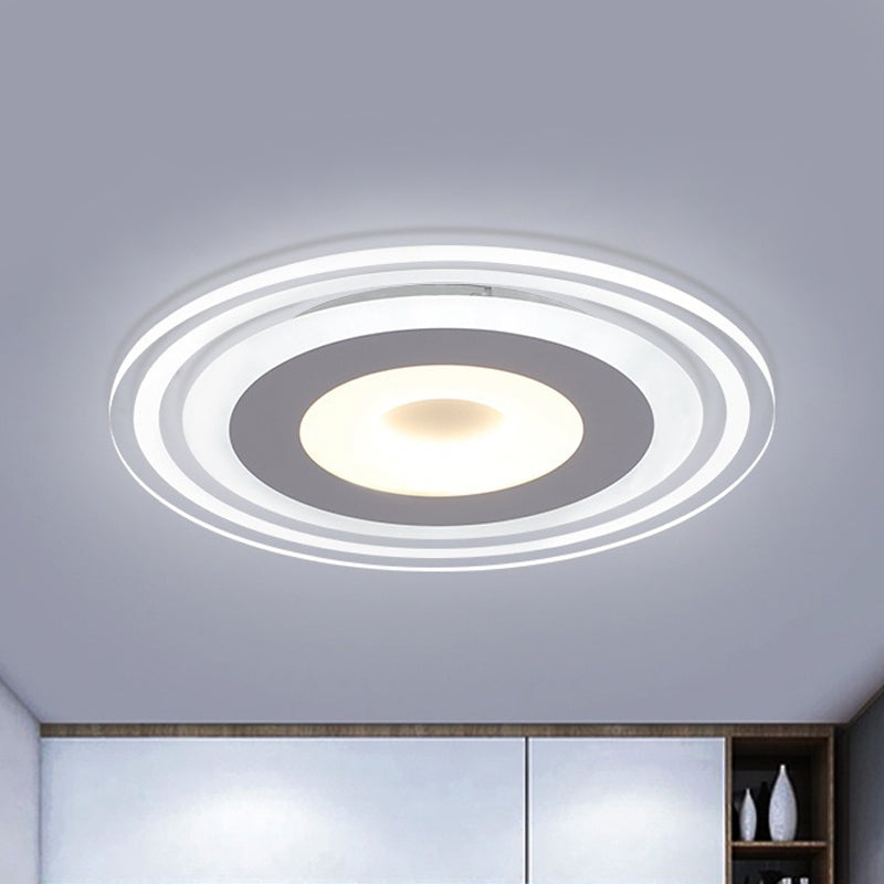 Simple Style Led Flush Mount Fixture In White With Acrylic Shade Circle Design 3 Color Light Options