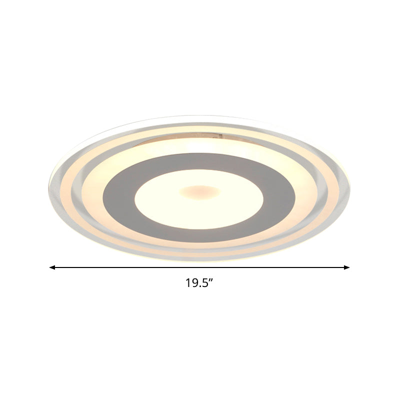 Simple Style LED Flush Mount Fixture in White with Acrylic Shade, Circle Design, 3 Color Light Options, 16.5"/19.5"/23.5" Wide
