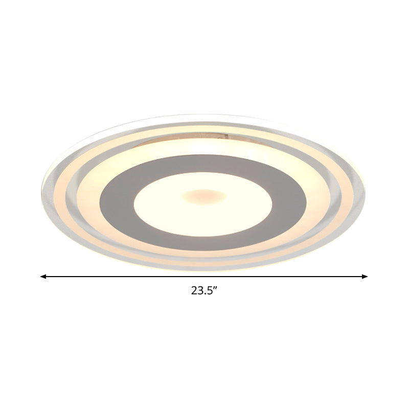 Simple Style LED Flush Mount Fixture in White with Acrylic Shade, Circle Design, 3 Color Light Options, 16.5"/19.5"/23.5" Wide