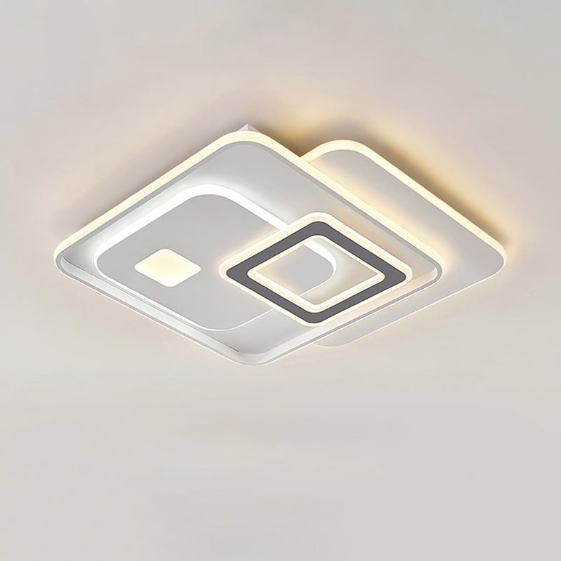 Contemporary White LED Ceiling Fixture for Bedroom - Overlapping Acrylic Flush Mount