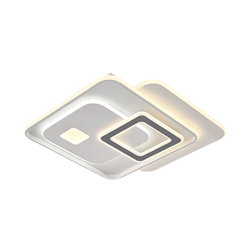 Contemporary White LED Ceiling Fixture for Bedroom - Overlapping Acrylic Flush Mount