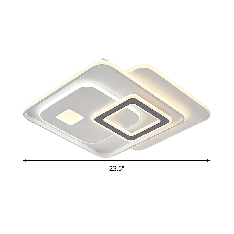 Contemporary White LED Ceiling Fixture for Bedroom - Overlapping Acrylic Flush Mount