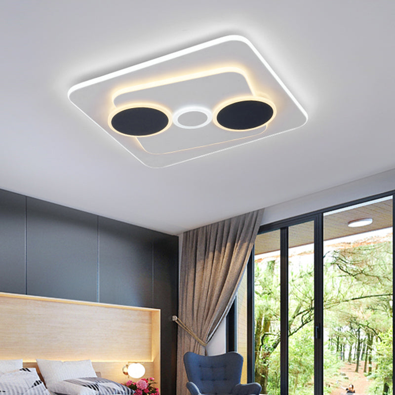 Minimalist Acrylic Geometric Ceiling Lamp - White/Gray LED Flush Mount Light for Bedroom