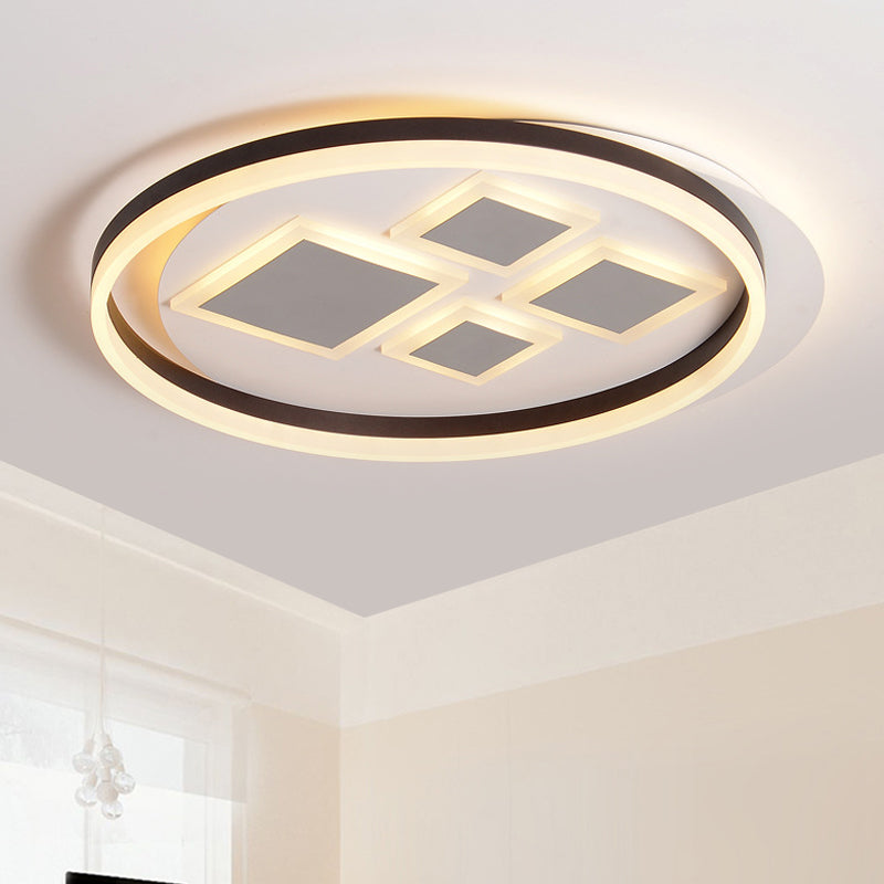 Contemporary LED Ceiling Lamp for Bedroom Décor - Coffee Rhombus Flush Mount Fixture
