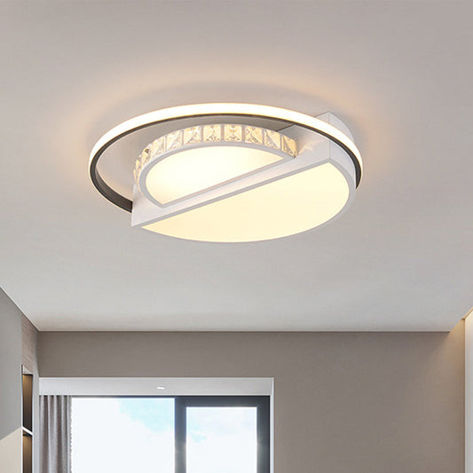 Contemporary Metal LED Flush Mount Ceiling Light for Bedroom - White