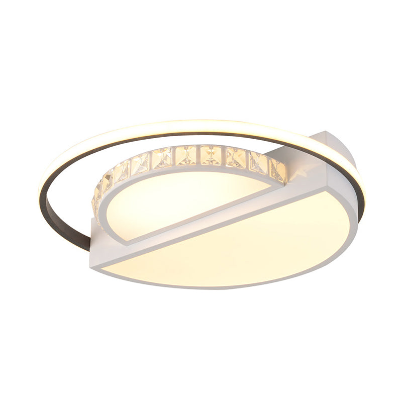 Contemporary Metal LED Flush Mount Ceiling Light for Bedroom - White