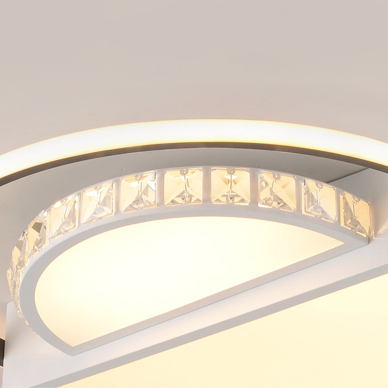Contemporary Metal LED Flush Mount Ceiling Light for Bedroom - White