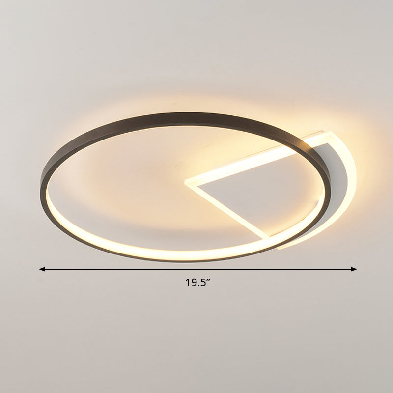Minimalist Acrylic Ceiling Light: White & Black LED Flush for Bedroom
