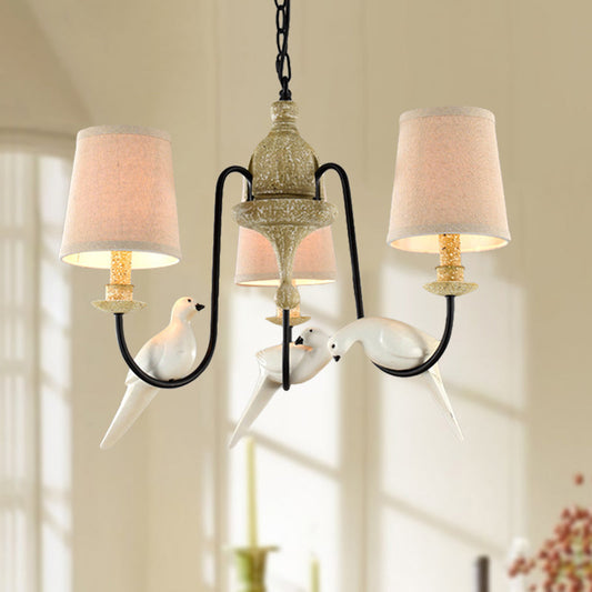 Nordic Fabric Barrel Pendant Chandelier Light - Tan Hanging Ceiling Light (3/6 Heads)