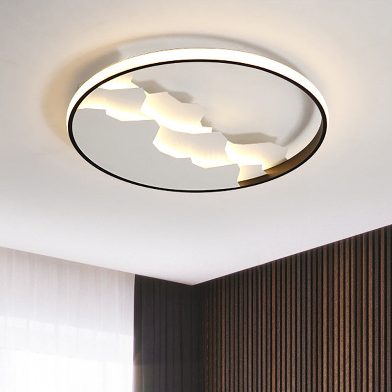 Plafonnier LED circulaire noir de 16,5"/19,5" de large avec lumière chaude/blanche/naturelle, luminaire moderne en acrylique brillant