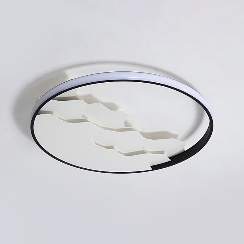 Plafonnier LED circulaire noir de 16,5"/19,5" de large avec lumière chaude/blanche/naturelle, luminaire moderne en acrylique brillant