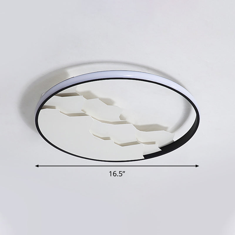Plafonnier LED circulaire noir de 16,5"/19,5" de large avec lumière chaude/blanche/naturelle, luminaire moderne en acrylique brillant