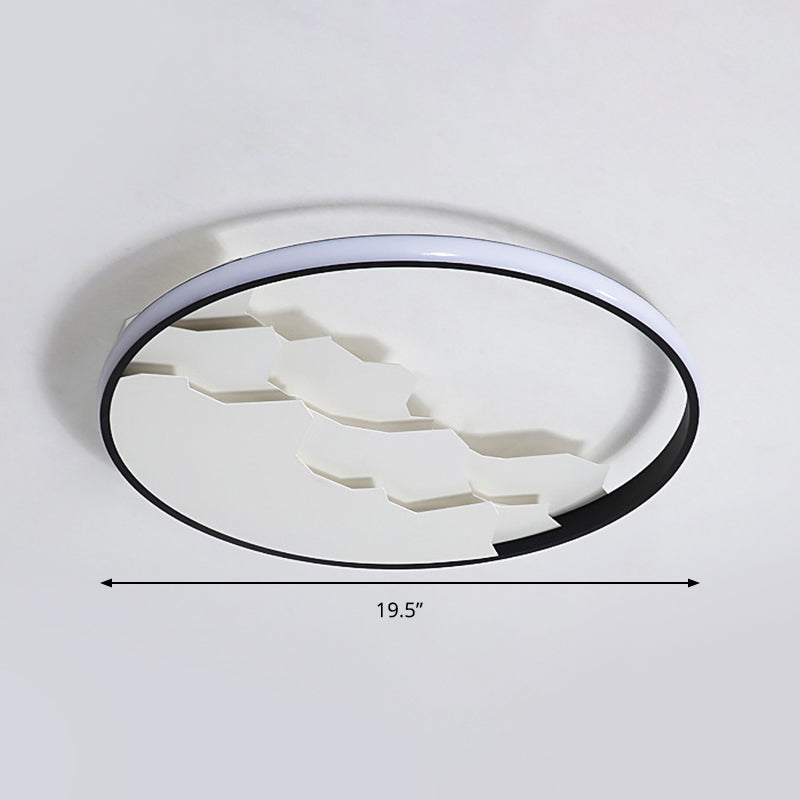 Plafonnier LED circulaire noir de 16,5"/19,5" de large avec lumière chaude/blanche/naturelle, luminaire moderne en acrylique brillant