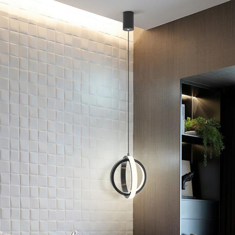 Contemporary Black LED Pendant Light - Orbit Metal Ceiling Light Kit with Warm/White Lighting
