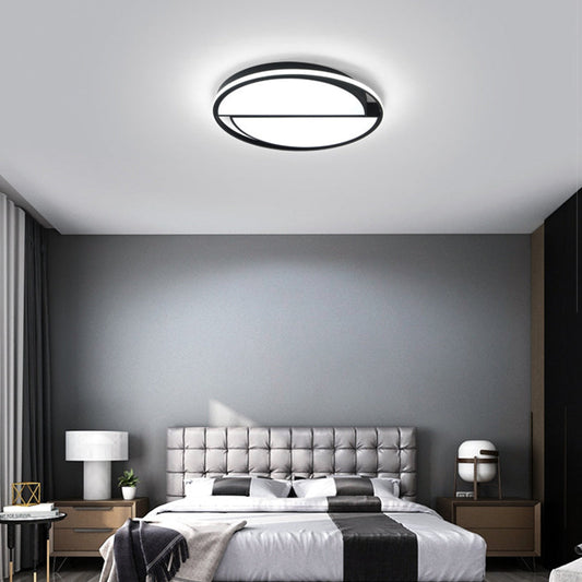 Modern Black LED Ceiling Lamp - Minimalist Acrylic Flush Mount Light in White/3 Color Light for Bedroom