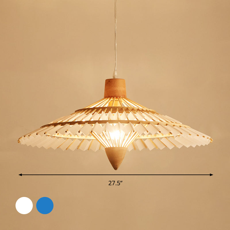 Asia Bamboo Ceiling Light Pendant - 19.5" / 23.5" / 27.5" - White/Blue
