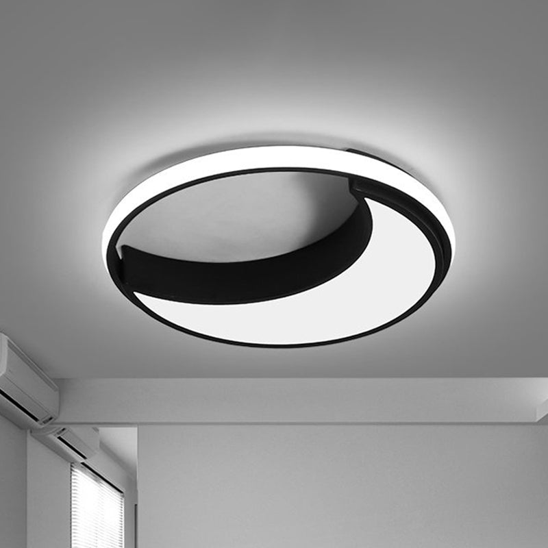 Moon Ceiling Light: Minimalist Metal, LED Flush Mount, Choose White/Warm Natural Light, 16.5"/19.5" Width