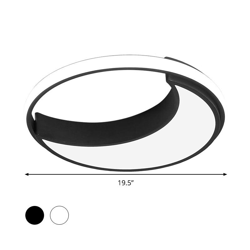 Moon Ceiling Light: Minimalist Metal, LED Flush Mount, Choose White/Warm Natural Light, 16.5"/19.5" Width