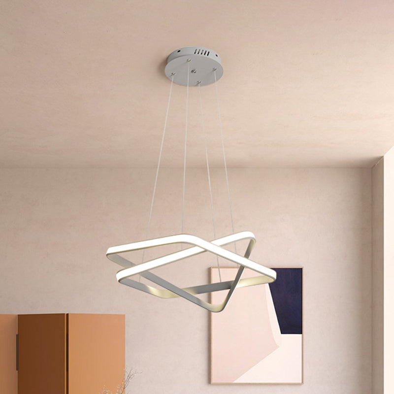 Lustre LED blanc moderne : suspension en acrylique sans couture avec LED chaude/blanche