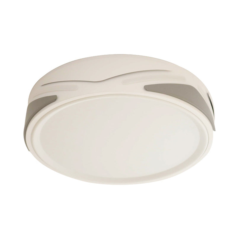Modern LED Flush Light Fixture - 18.5"/21.5" Wide, White Ceiling Mount, Round Metal Shade - Warm/White/Natural Light