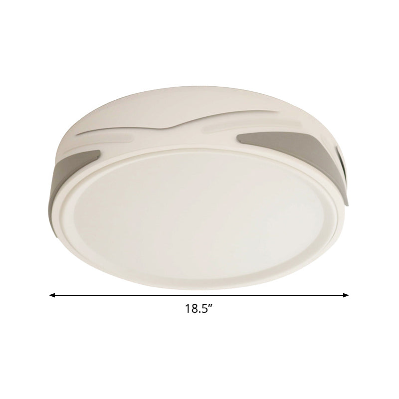 Modern LED Flush Light Fixture - 18.5"/21.5" Wide, White Ceiling Mount, Round Metal Shade - Warm/White/Natural Light